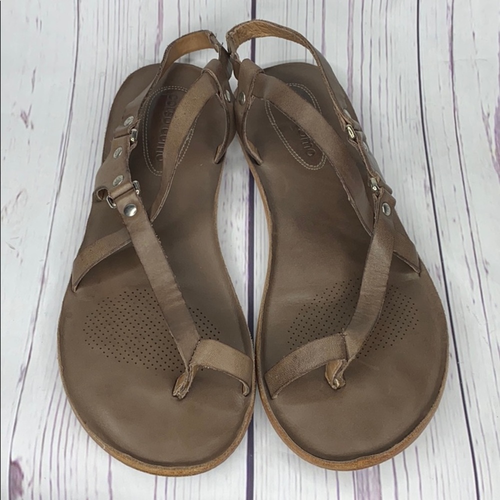 Corso Como 7.5 Brown Leather Toe Wrap Flat Sandal - Picture 3 of 9
